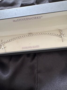 Silverworks Sterling Silver Cross Charm Bracelet